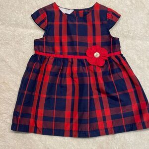 24 Month Special Occasion by Esmeralda Red Blue Plaid Ruffled Dress with Bow